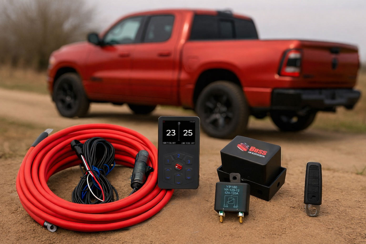 boss-air-suspension-wireless-controller-kit-ASC-2 Wireless air suspension controller kit with programmable presets for precise ride height and pressure control